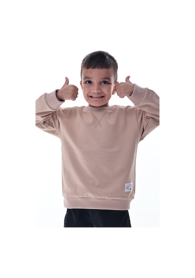 Erkek Çocuk Bej Sweatshirt %100 Pamuk 12 Ay 5 Yaş Rahat Kalıp Basic Günlük Üst Bej