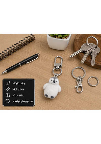 Polarpuff Peluş Penguen Charm Anahtarlık Sevimli Mini Çanta Süsü Hediyesi