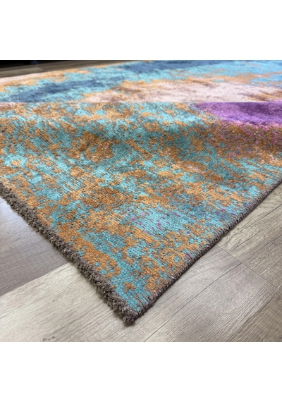Hoom Rugs Arkaik Plz 01 Eflatun Etnik Renkli Vintage Makine Halısı Çok Renkli