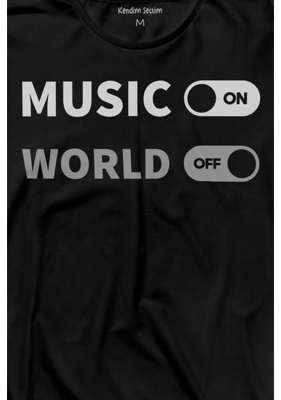 Musicon World Off Müzik Dünya Uzun Kollu Tişört Baskılı T-shirt 001