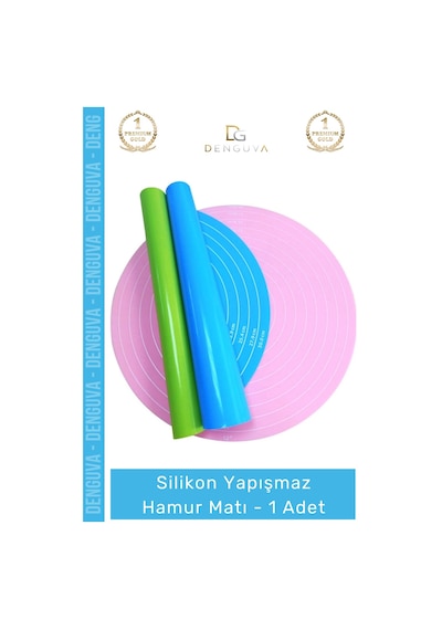 Hamurmatı Gıda Sınıfı Profesyonel Mutfak Tipi Hamur Açma Ölçülü Silikon Yapışmaz Hamur Matı - 1 Ade Çok Renkli