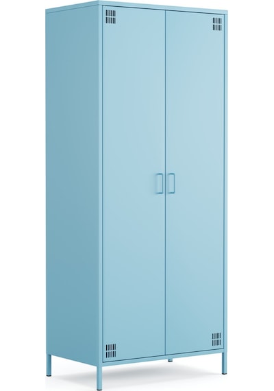 Pera Metal Elbise Dolabı, Soyunma Dolabı, İki Kapılı, 80,50 X 50 X 189,50 Cm Ral 5024 Mavi