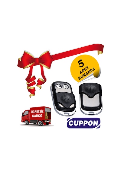 Cuppon 2bk 2 Kanallı 433.92 Mhz Panjur Kepenk Kumandası 5 Adet N11.819