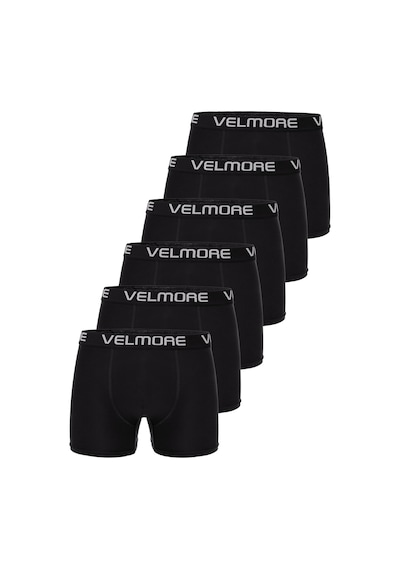 Velmore 6 Lı Kutu Premium Erkek Boxer Likralı Ve Pamuklu İç Giyim Siyah