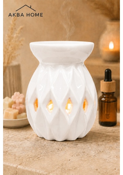 Seramik Buhurdanlık Dekoratif Mumluk, Koku Yağı Ve Wax Uyumlu Aromaterapi Koku Lambası
