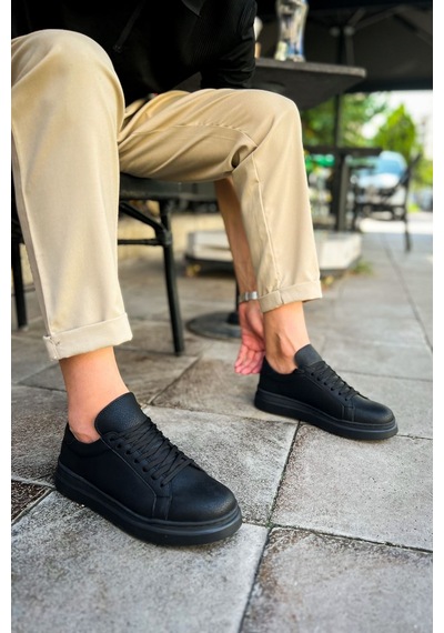 Aymood Mn979 - Santoni Crt Spor Erkek Ayakkabı Sıyah Siyah