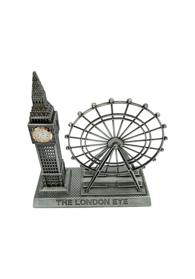 Vintage Metal İngiltere London Big Ben Ve London Eye Biblo Gümüş 20cm