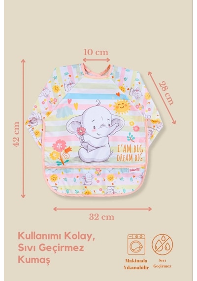 Bebechi Bambino Kids Uzun Kollu Mama Ve Aktivite Önlüğü 6-24 Ay Turuncu - Pembe
