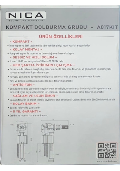 Feyza Yapı Nıca Bütün Gömme Rezervuarlara Uyumlu Sessiz Kompak... Siyah