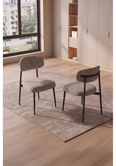 Hobilon Polo Sandalye 4 Adet Sandalye -dokuma Kumaş, Statik Boyalı Metal Ayak Cappucicino