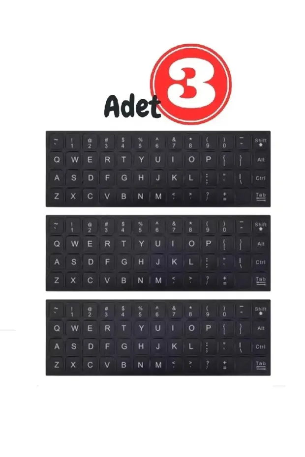 3 Adet 1.sınıf Türkçe Q Klavye Etiketi Laptop Pc Sticker Pvckeyboard Sticker Silinmez Kolay Yapışır