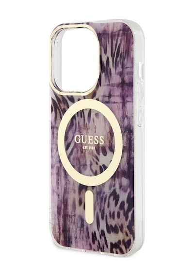Apple Uyumlu iPhone 14 Pro Kılıf Guess Magsafe Şarj Özellikli Leopar Desenli Kapak