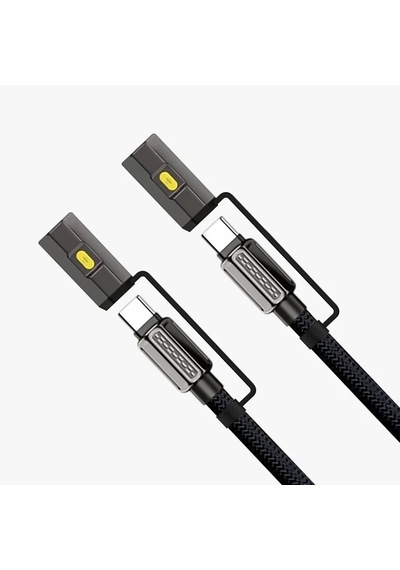 Led Fener Ve Alevsiz Çakmak Fonksiyonlu Type-c Şarj Ve Data Kablosu 120 Cm Siyah