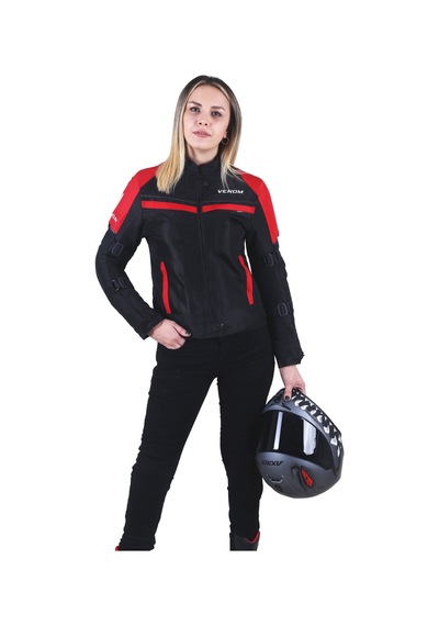 Venom Dynamic Pro Siyah Kırmızı Kadın 4 Mevsim Motosiklet Montu Venom Dynamic Pro Siyah Kırmızı Kadın 4 Mevsim Motosiklet Montu