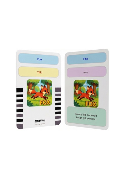 Bigibuddy Wordsbuddy Çocuklar İçin Türkçe İngilizce Sevimli Dostlar Paketi 90 Kart 3'lü Set Cihaz Hariç