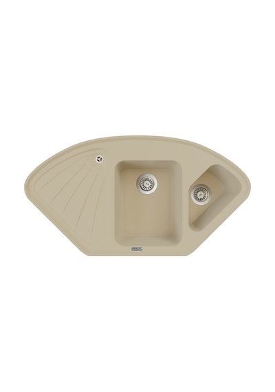 Polex Cristalüx Granit Evye P-CR1 Bej Tezgah Altı Ve Tezgah Üstü Mutfak Evyesi 104.5x57 CM