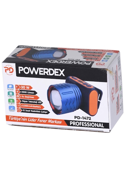 Powerdex 30w Şarjlı Kafa Lambası Pd-1472 Mavi Powerdex 30w Şarjlı Kafa Lambası Pd-1472 Mavi