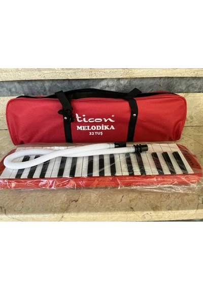 Melodika 32 Tuşlu Çantalı Kırmızı Renk Kırmızı