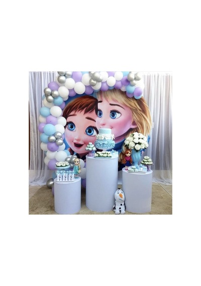 Krom Gümüş Pastel Lila Beyaz Ve Mavi Balon Zinciri 100 Adet A