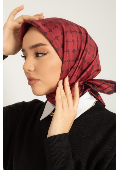 Silk Home Twill İpek Eşarp - 11393-11 Bordo Siyah Çok Renkli