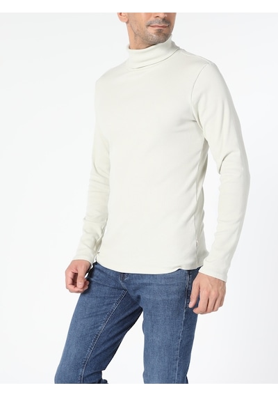 Colin's Slim Fit Balikci Erkek Gri Taş Uzun Kol Tişört CL1049854_Q1.V1_STM Taş