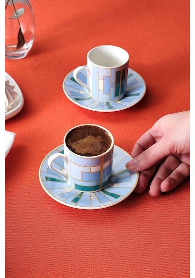Karaca  Kiva Mavi 2 Kişilik Kahve Fincan Takımı 80 ml