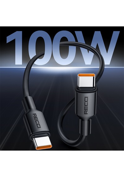 Recci Rs56cc Type-c To Type-c Pd Hızlı Şarj Özellikli Data Ve Şarj Kablosu 100w 1.2m Siyah