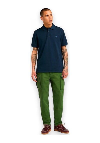 Timberland Tb0a6bx4 Millers River Sleeve Stretch Polo Lacivert Erkek T-shirt Mavi