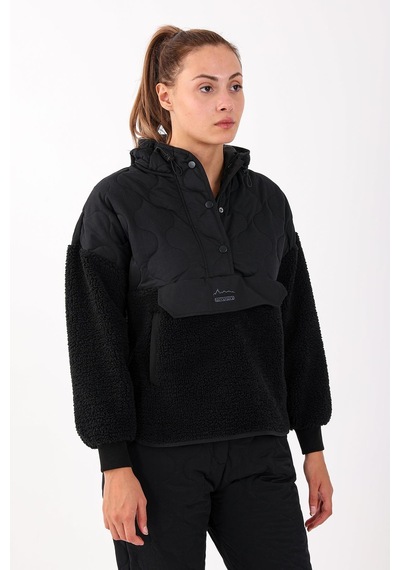 Maraton Sportswear Comfort Kadın Kapşonlu Uzun Kol Outdoor Siyah-siyah Sweatshirt 21441-siyah-siyah