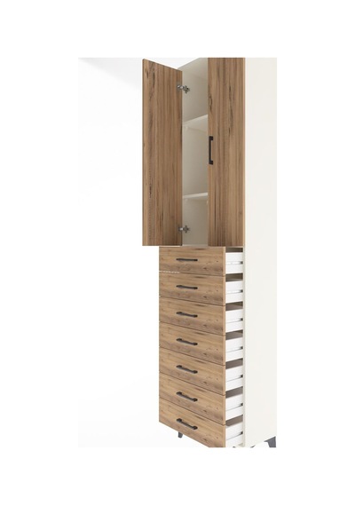 Arges Dolap 3 Raflı 7 Çekmeceli 2 Kapaklı 60x30x243 Aytaşı-çam Aytaşı