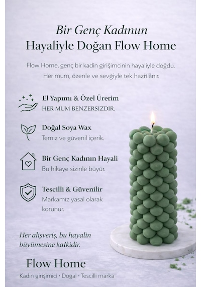 Soya Mum,dekoratif Lüks & El Yapımı Doğal Mum,uzun Yanma Süreli Şık Ev Hediyesi,ev Süsü Yeşil 360 G Yeşil