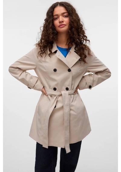 Vero Moda Kadın Vmchelsea Düğmeli Belden Bağlamalı Trençkot 10329343 Taş Taş