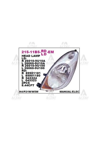 DEPO 215-11B5L-LD-EM Ön Far Sol Nissan Note 06-09