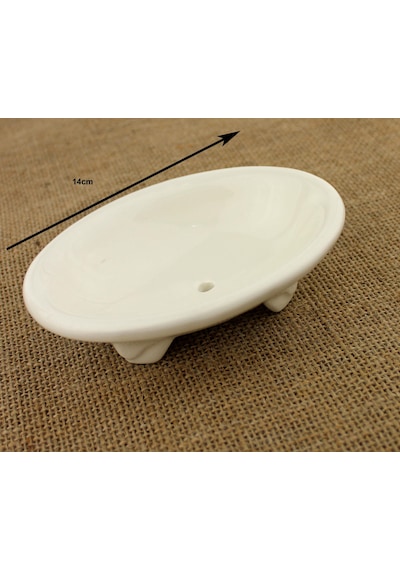 Seramik Katı Sabunluk Krem 14cm