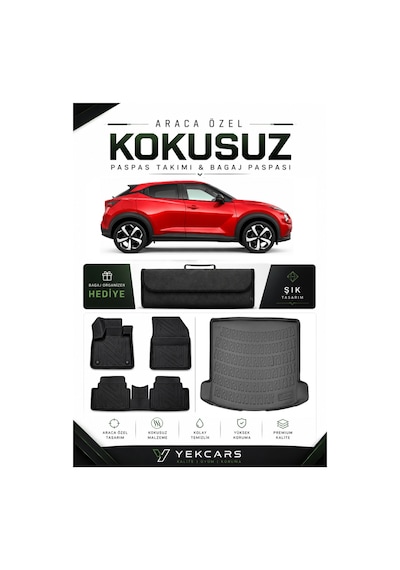 Nissan Juke 2023 Model Aracınıza Özel 4d Karbonlu Kauçuk Paspas Takımı Ve Üst Bagaj Havuzu