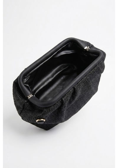Luvishoes Vıel Siyah Hasır Dokulu Kadın Clutch Çanta