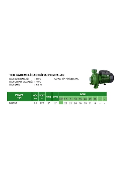 Atlantis Mhf5A 1,5 Hp Tek Kademeli Santrifuj Pompa