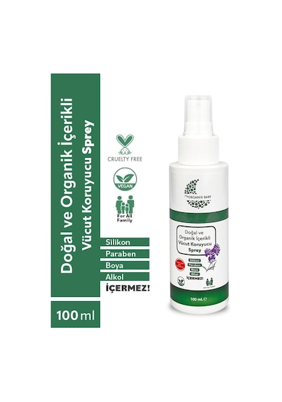 Ve Doğal Içerikli Vücut Koruyucu Yenidoğan Bebek Çocuk Ve Yetişkin Vegan Sprey 100 Ml