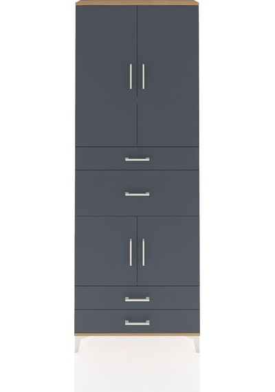 Arges Dolap 4 Raflı 4 Çekmeceli 4 Kapaklı 88x30x243 Çam-antrasit Atlas Çam