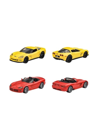 1:64 Hot Wheels Premium Car Culture 2'li Paket 2002 Corvette Z06 - 2003 Dodge Vıper Srt-10 Çok Renkli