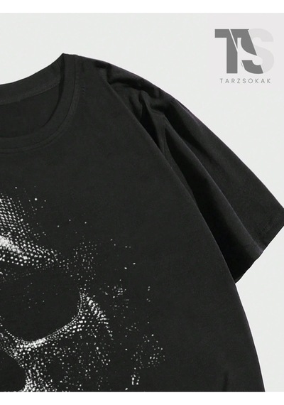 Startmore Goth Erkek Kafatası Baskılı Tişört Siyah