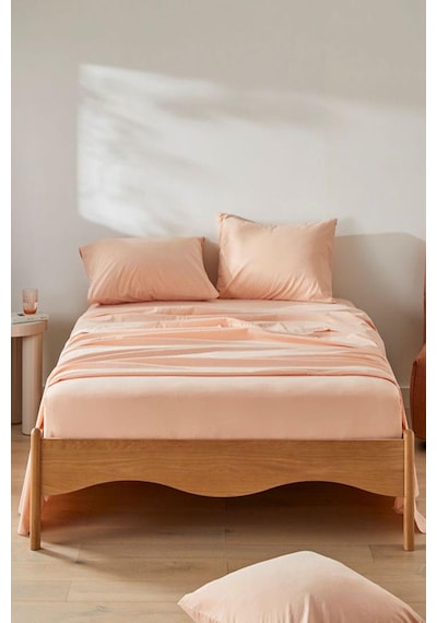 80 X 200 + 30 Cm Düz Pamuklu Tek Kişilik Lastikli Fitted Penye Çarşaf Yavruağzı