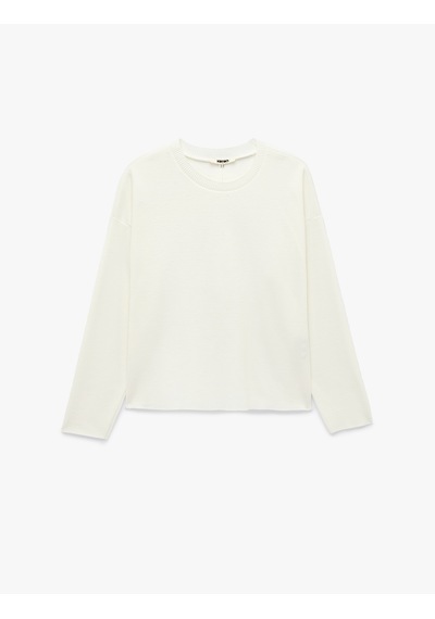 Koton Regular Fit Uzun Kollu Bisiklet Yaka Basic Sweatshirt Ekru 7wak10006ek