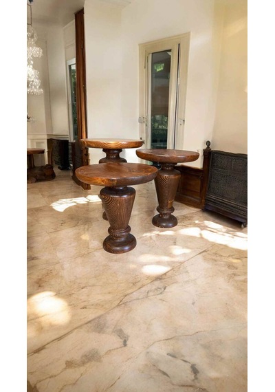 Modern Mantar Sehpa 3 Lü Set Ahşap Yan Sehpa Takımı Açık Ceviz