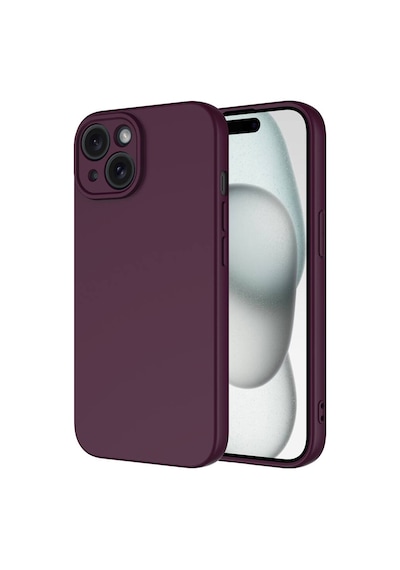 Apple Uyumlu iPhone 15 Plus Kılıf Yumuşak Silikon Kamera Korumalı Lansman Kılıfist Koyu Mor