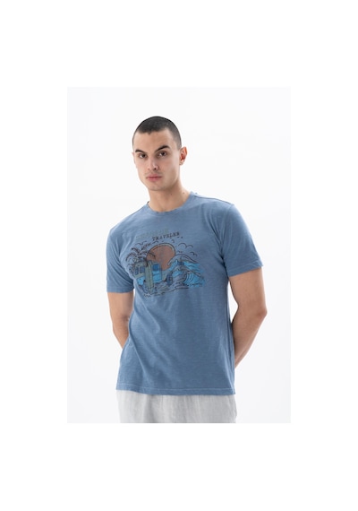 AR-MA Arma Erkek Regular Fit Parça Boyama Bisiklet Yaka Tişört Y25344490701 İndigo
