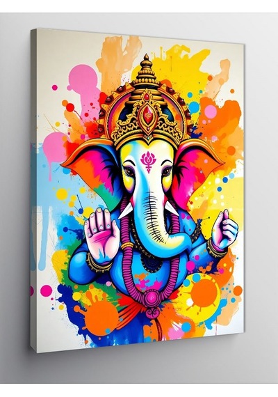 Kanvas Tablo Renkli Ganesh Tablosu 70cmx100cm