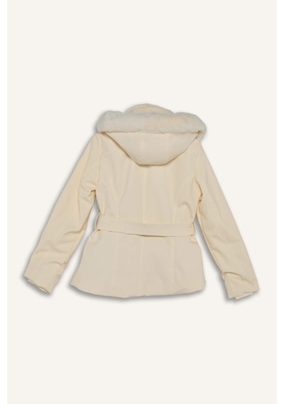 Defacto Su İtici Slim Fit Dar Kesim Kemerli Kapüşonlu Softshell Kayak Montu F3525ax25wnwt46 Beyaz-wt46