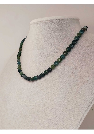 Akik Taşı Yassı Faset Kesim Kolye 6x4mm Sabit Klipsli 42835 Sarı