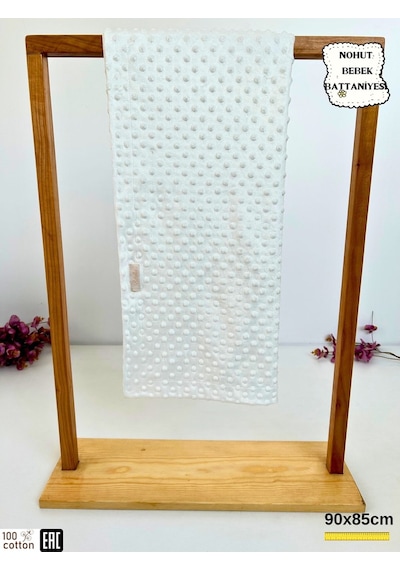 Nohut Kız / Erkek Bebek Battaniyesi Kundağı Çift Katlı %100 Pamuklu Çok Amaçlı Örtü 90x85cm Ekru